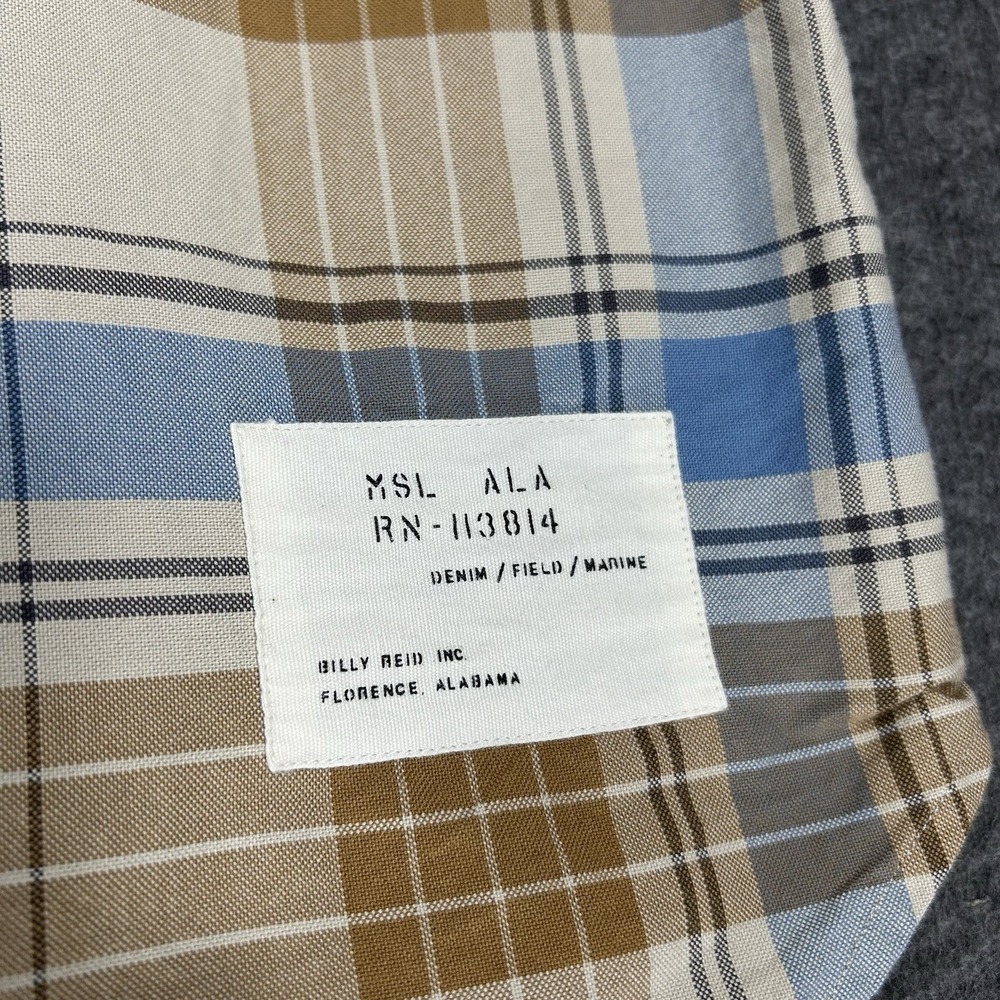 Billy Reid Shirt Mens L Plaid Loop Collar Camp Oxford Muscle Shoals MSL ALA - Picture 12 of 16